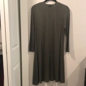 Mock neck olive green dress